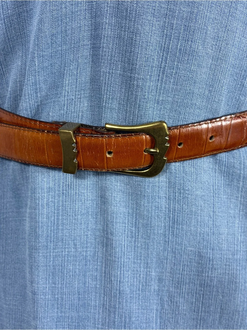 Vintage women’s belt Sz 34 full grain cowhide on split cowhide brass buckle